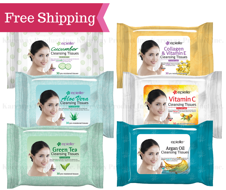 Epielle® Assorted Facial Makeup Remover Cleansing Tissues Wipes, 30ct (6 Pack)