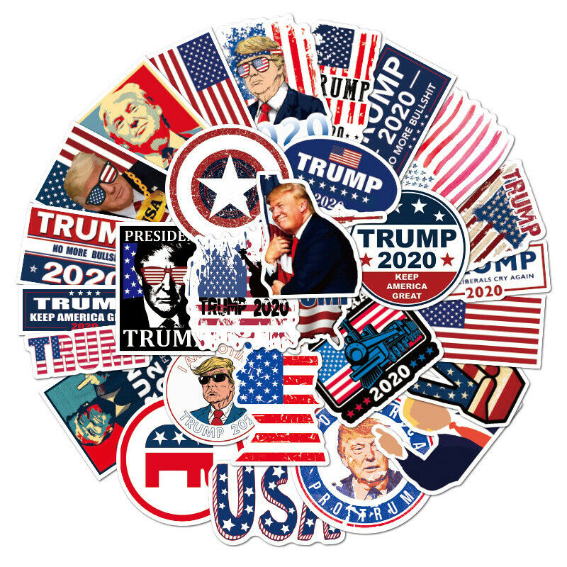 50pcs Donald Trump 2020 President Campaign Stickers Car Bumper/republican Party
