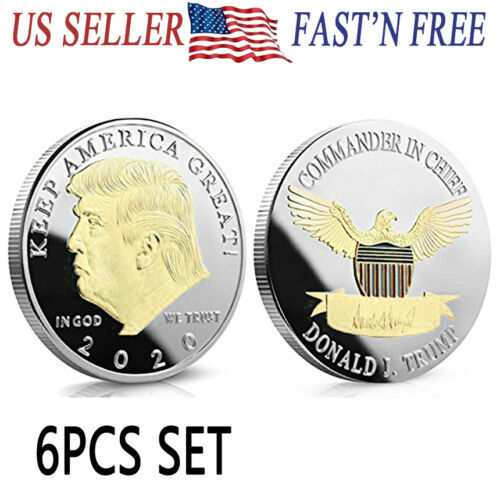 6pcs "keep America Great"donald Trump 2020 Coin Us President Novelty Coin Silver