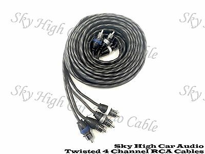 Sky High Car Audio 4 Channel Twisted 18 Ft Rca Cables Coated 18' Ofc Four