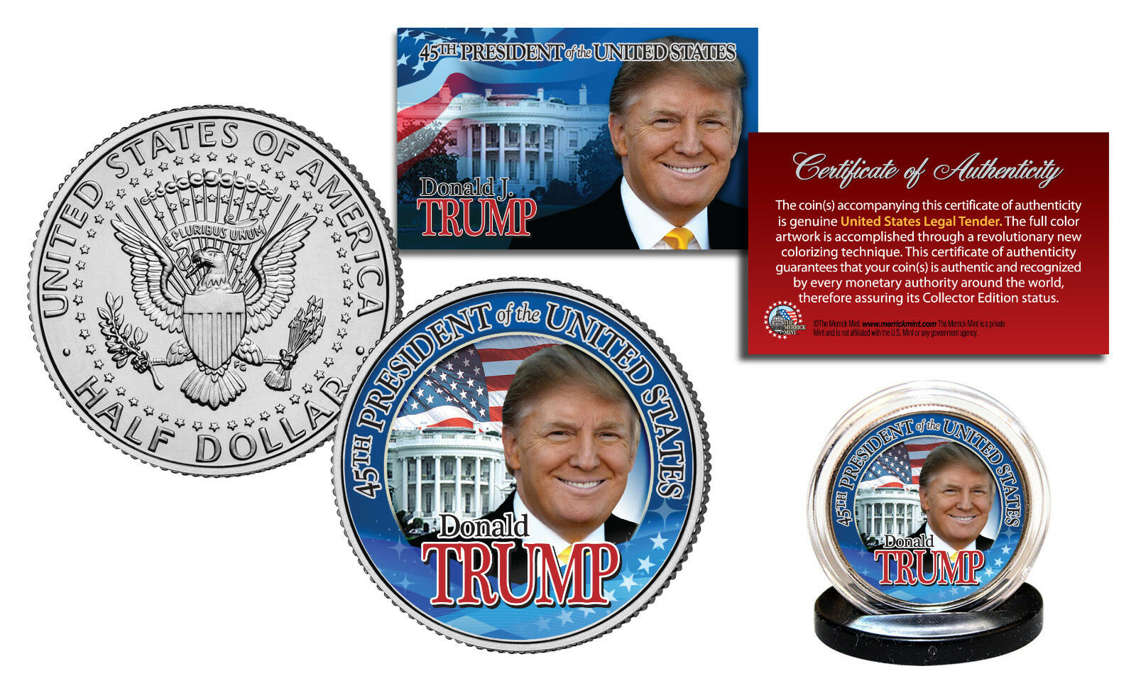 Donald Trump 45th President Official 2016 Jfk Half Dollar U.s. Coin White House