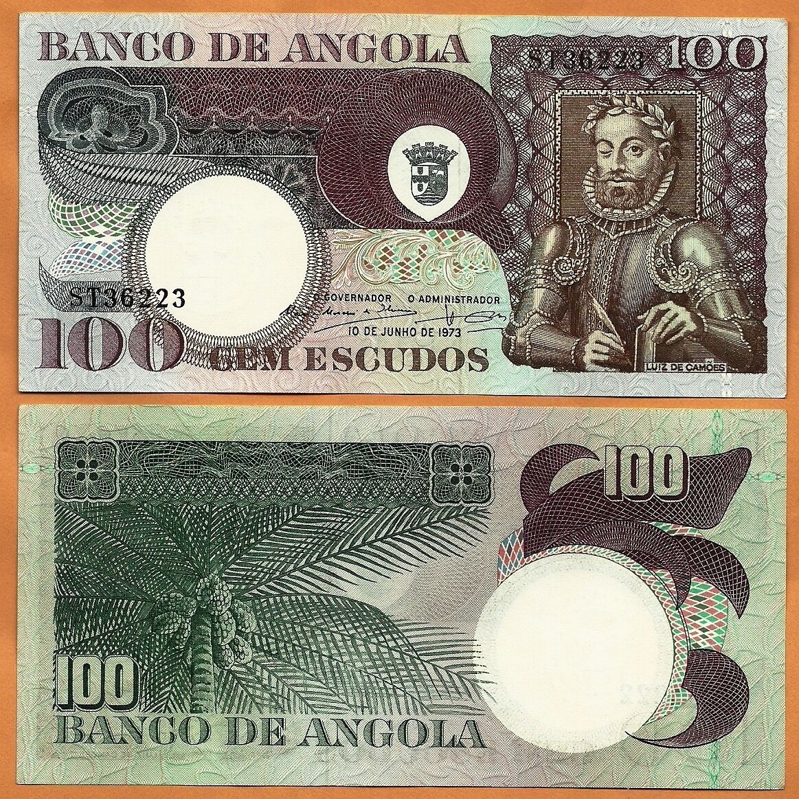 Angola 1973  Unc 100 Escudos Banknote Paper Money Bill P-106