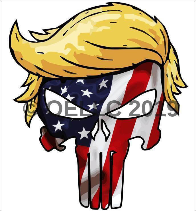 Hard Hat Helmet Sticker Decal - Punisher Trump - 2 Inch - Patriotic - Free Ship