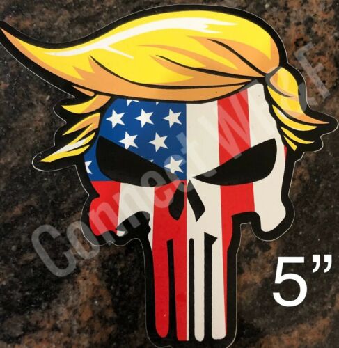 Donald Trump Sticker 2020 Hair Skull Punisher 5” Die Cut Bumper Window Usa Flag